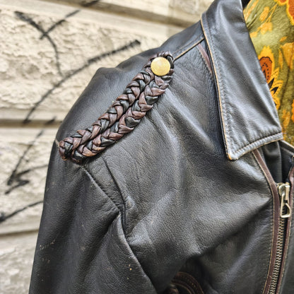 Giacca uomo in vera pelle, modello biker vintage