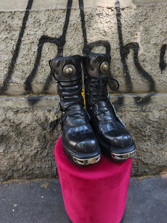 Stivale New Rock nero con fiamme tg 43 modello M-591-S2