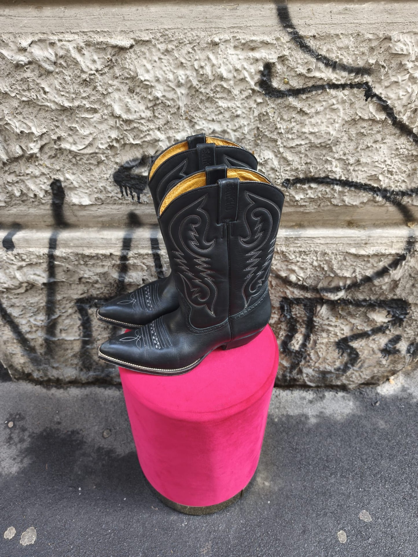 Stivali uomo in vera pelle nera vintage Sancho numero 43