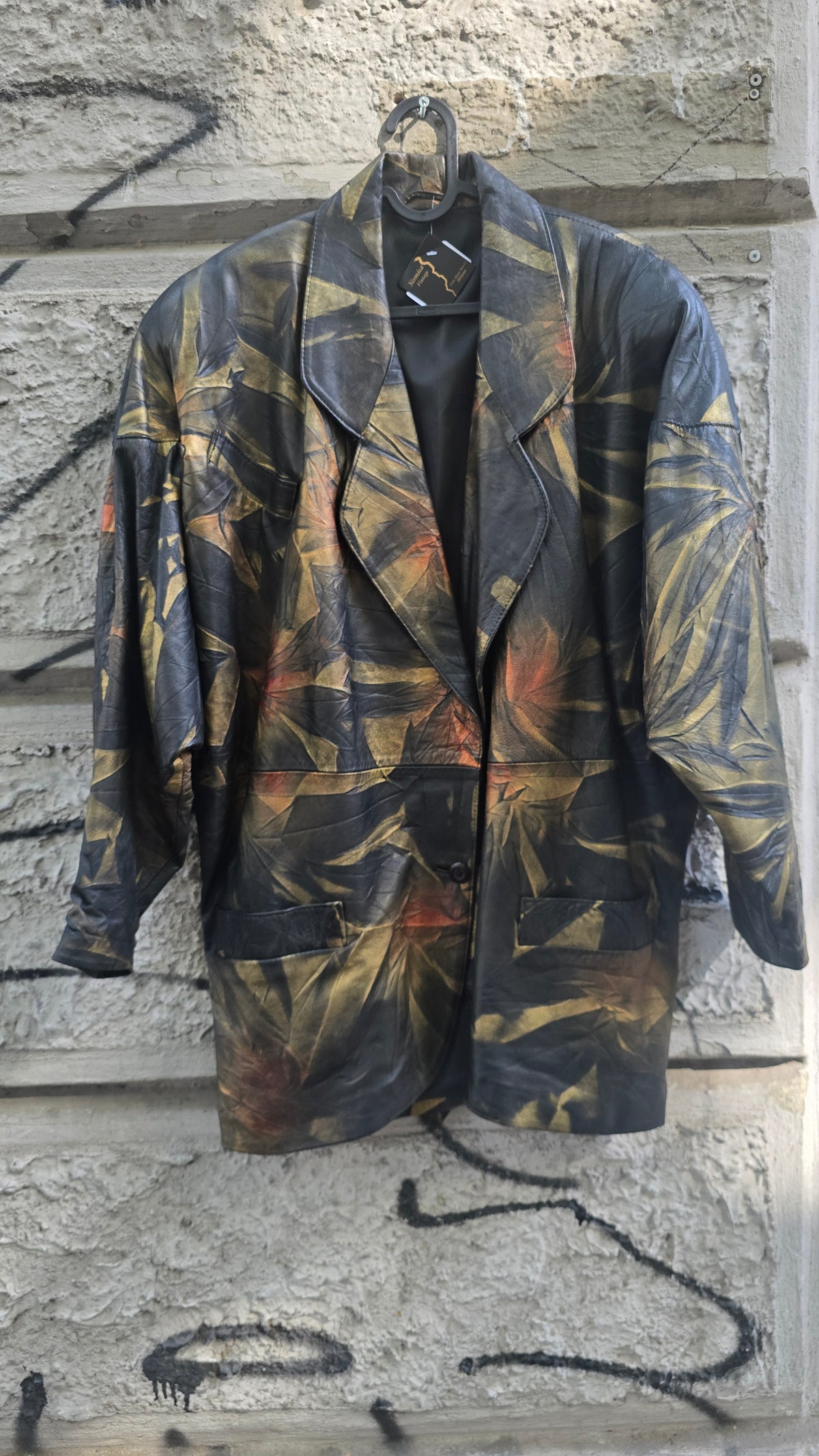 Giacca vintage in vera pelle tinta a mano