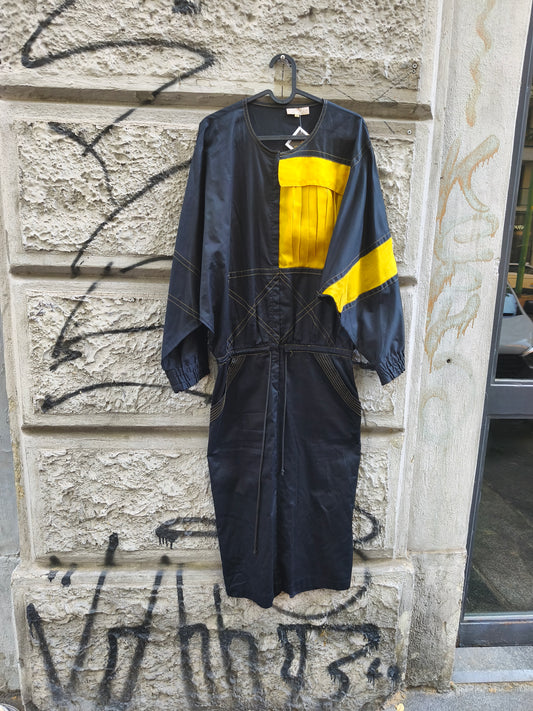 Abito vintage anni 80 maniche pipistrello cotone e seta