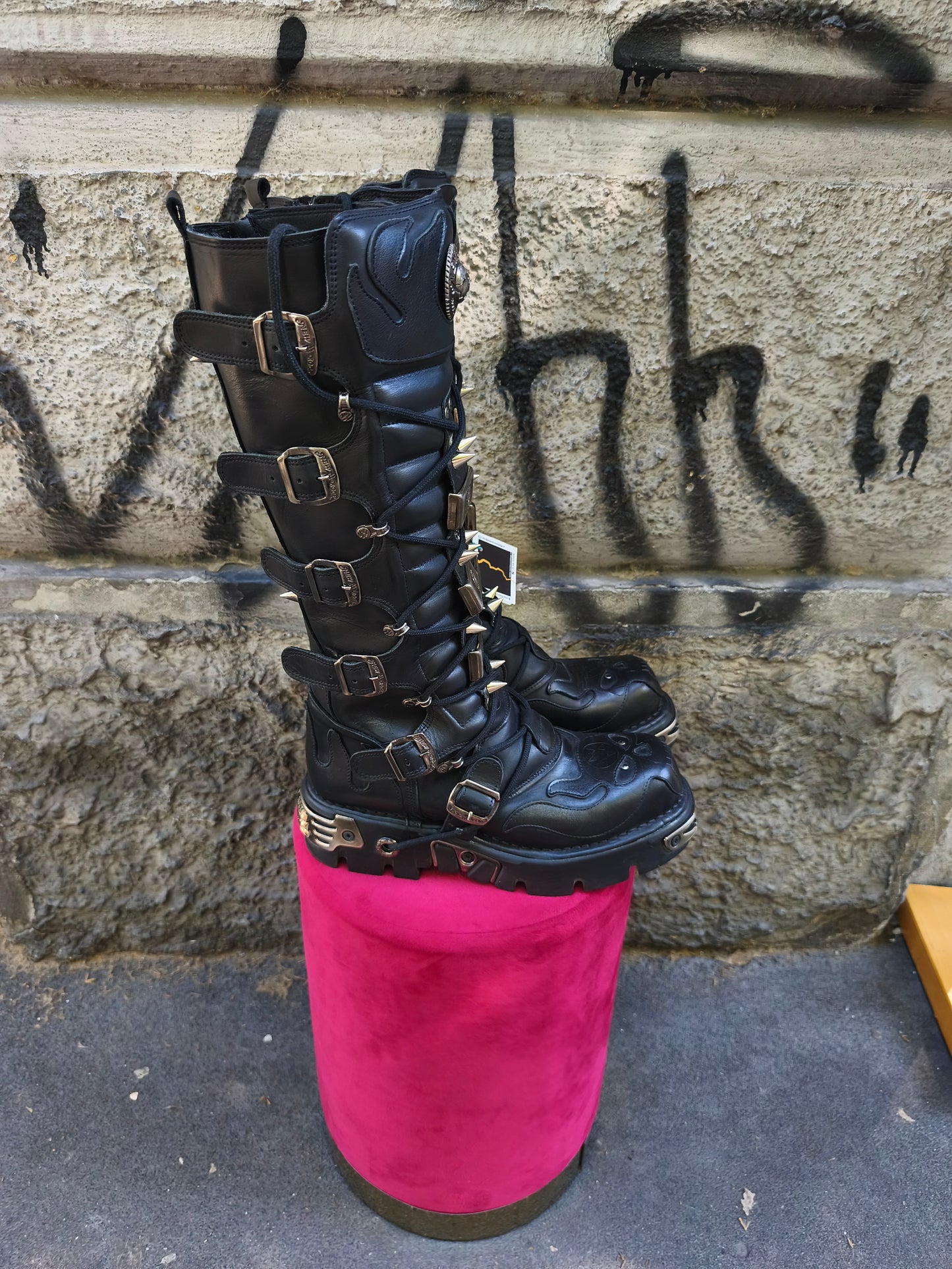 Stivale New Rock alto con borchie nero tg 43 modello M-161-S1