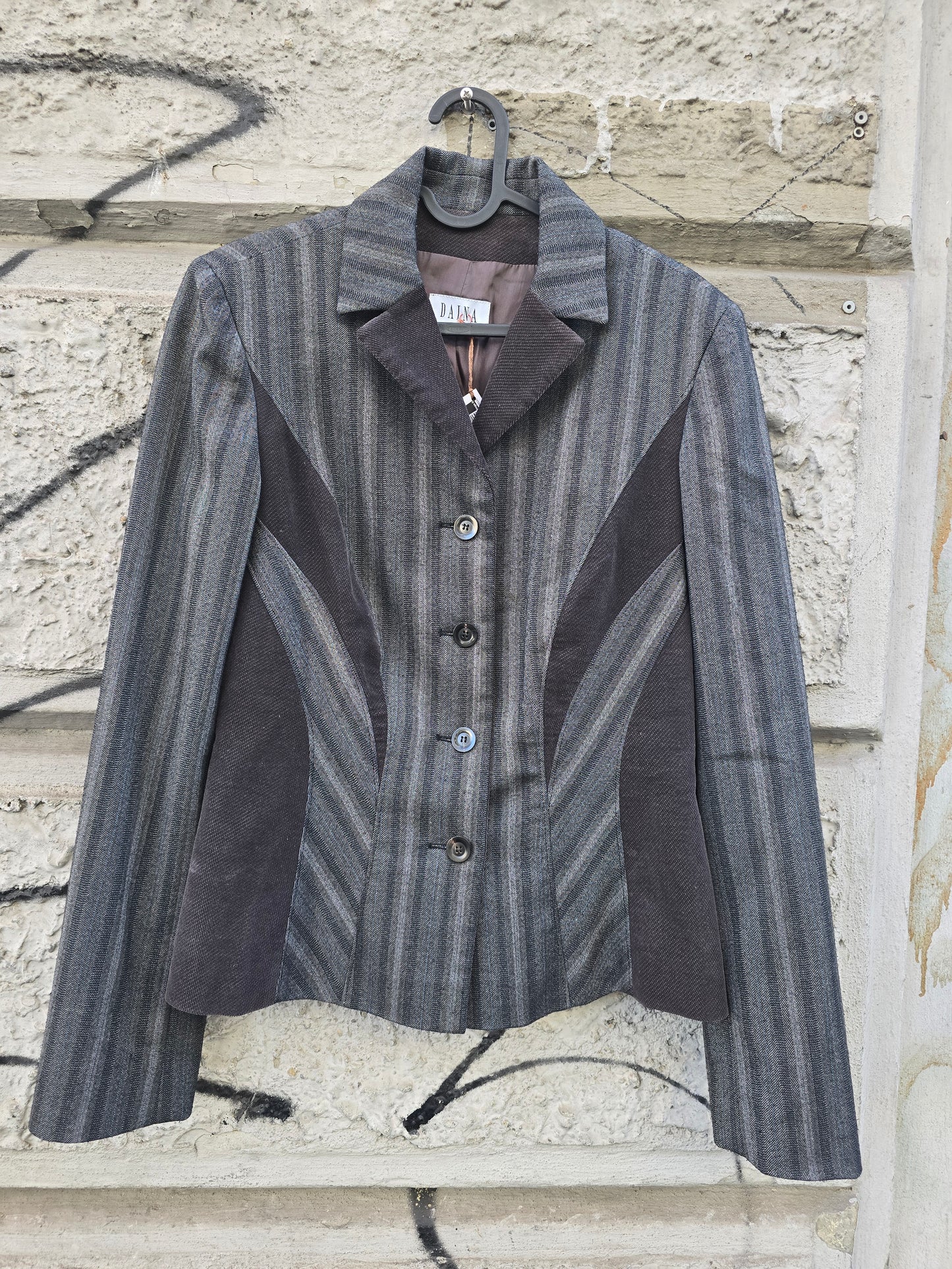 Blazer donna vintage con inserti in velluto