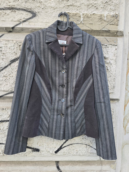 Blazer donna vintage con inserti in velluto
