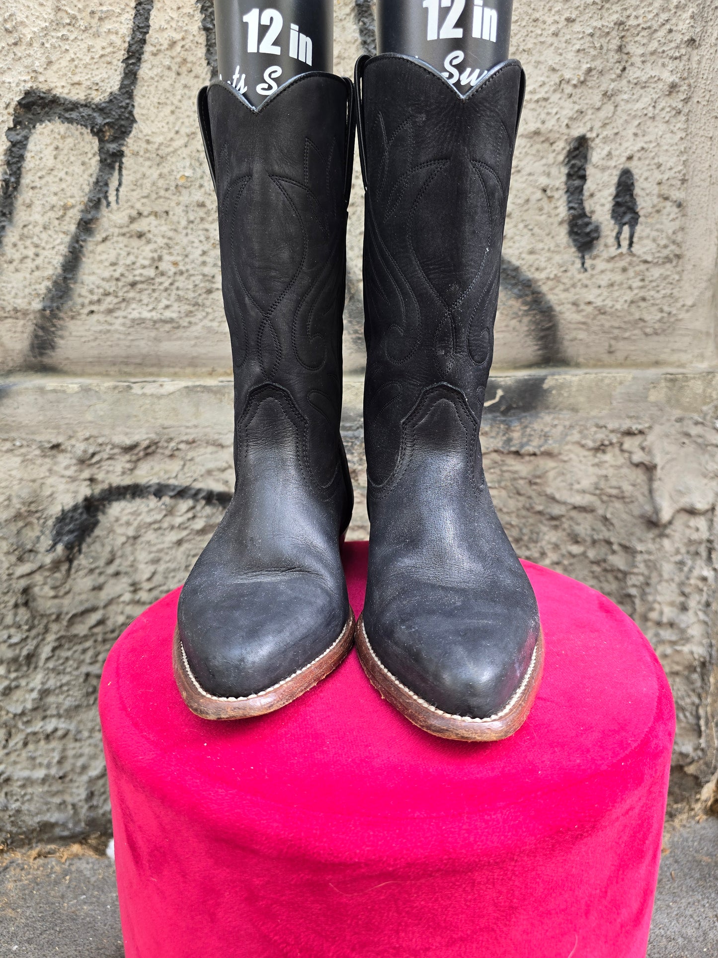 Stivale vintage texano nero Sancho nr 38