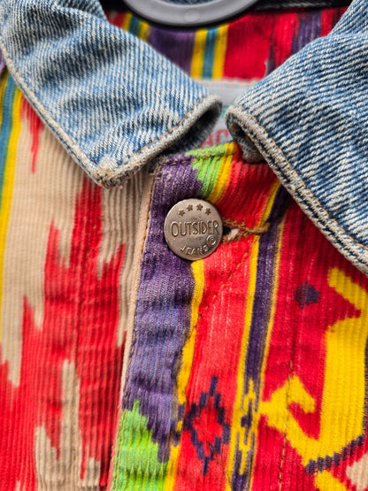 Giacca vintage Outsider in denim e velluto