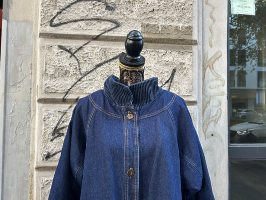 Cappotto donna anni 80 sherpa in jeans vintage