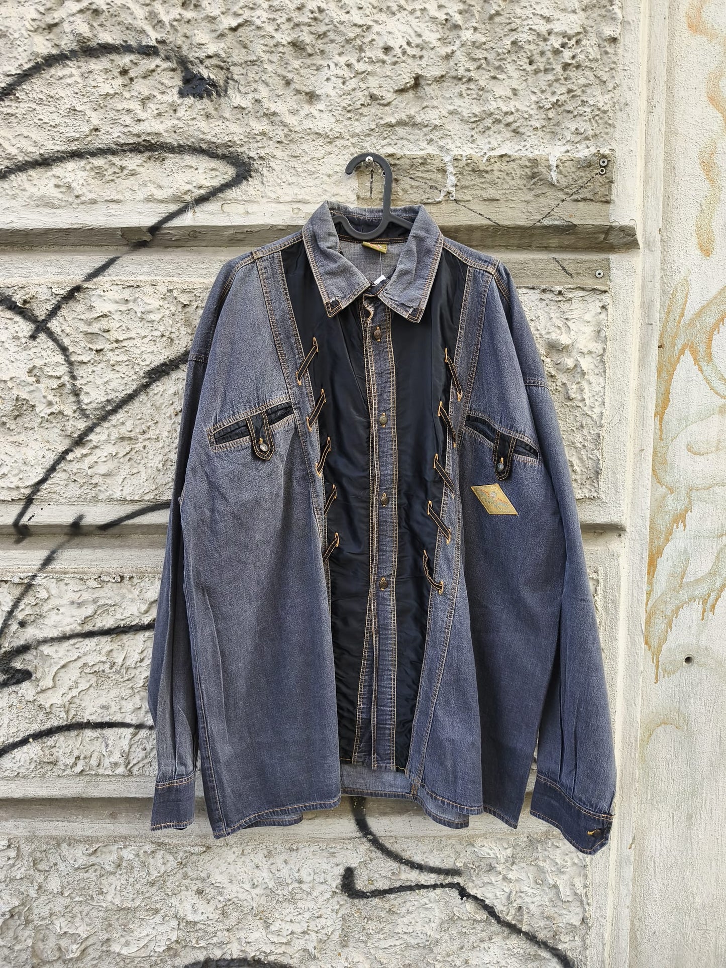 Camicia vintage in denim e raso