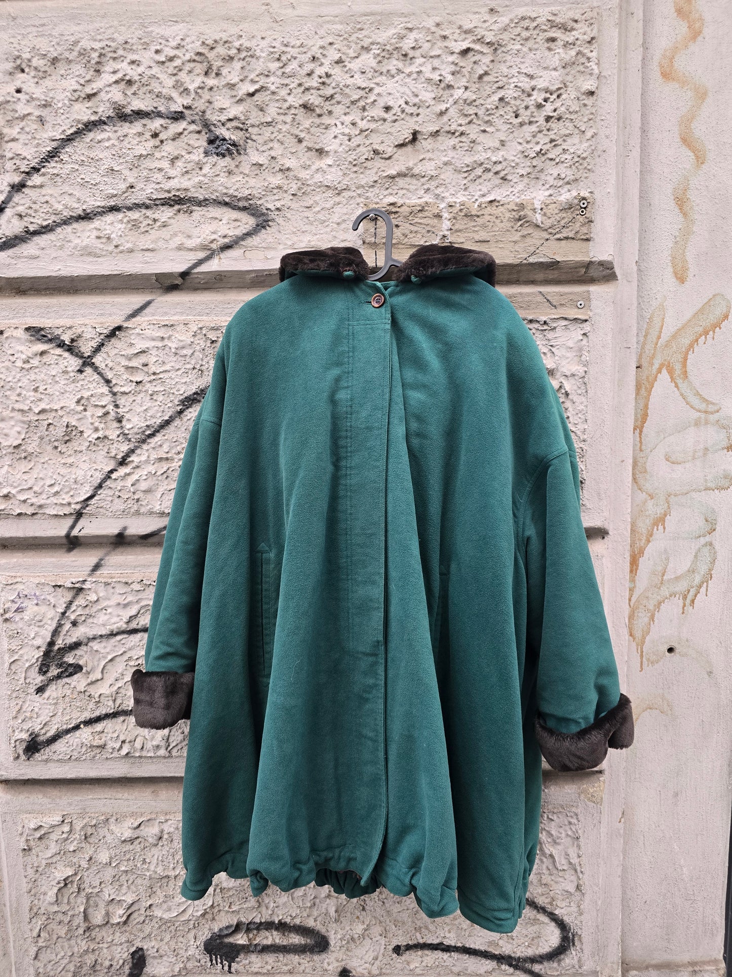 Giacca vintage in panno verde bottiglia