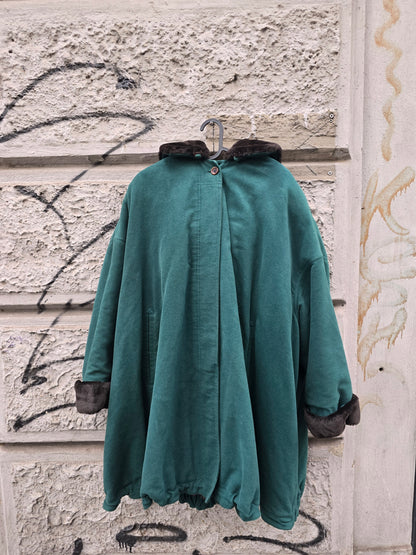 Giacca vintage in panno verde bottiglia