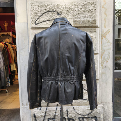 Giacca uomo in vera pelle, modello biker vintage