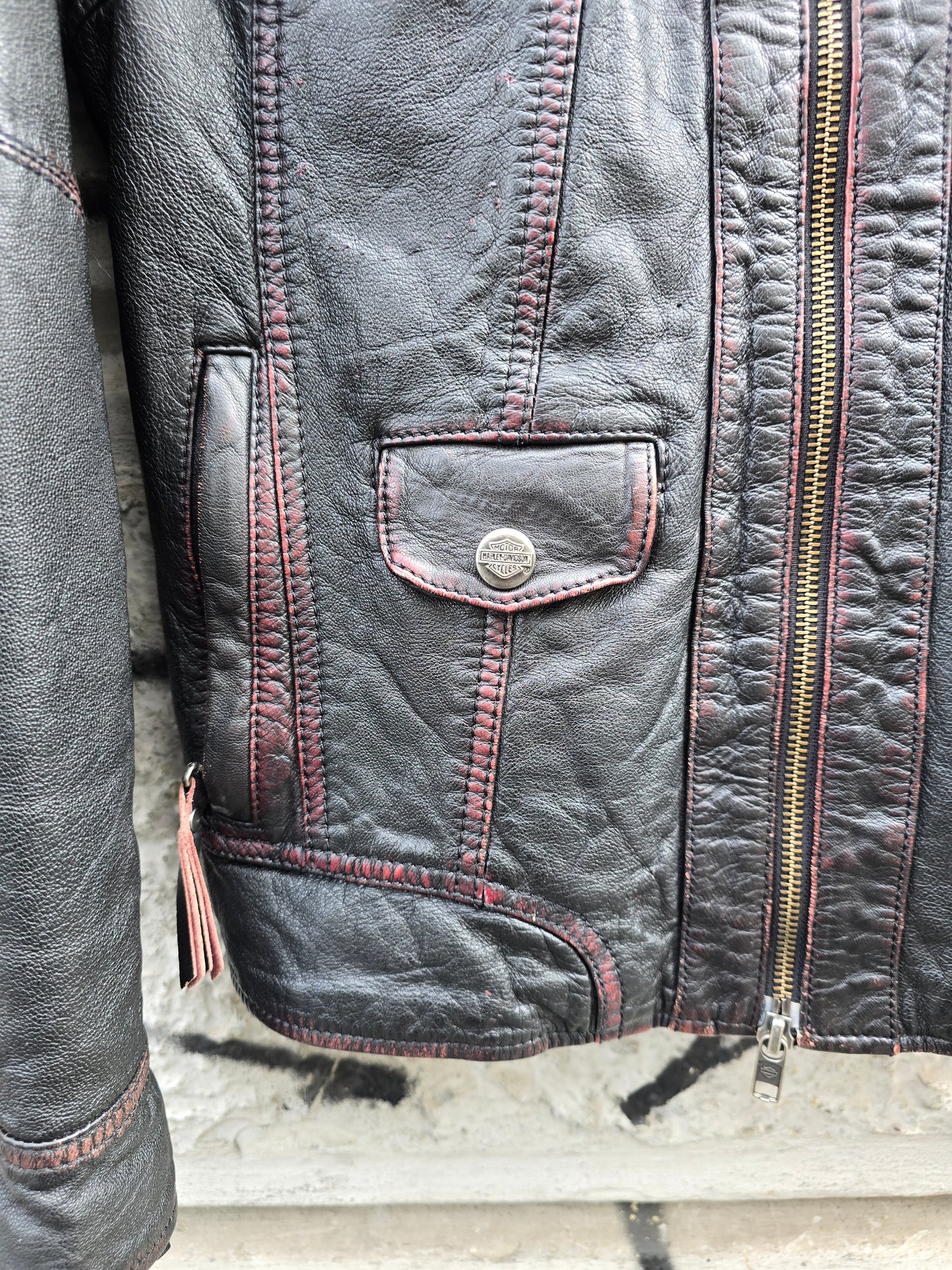 Giacca vintage in pelle Harley Davidson Riding Gear