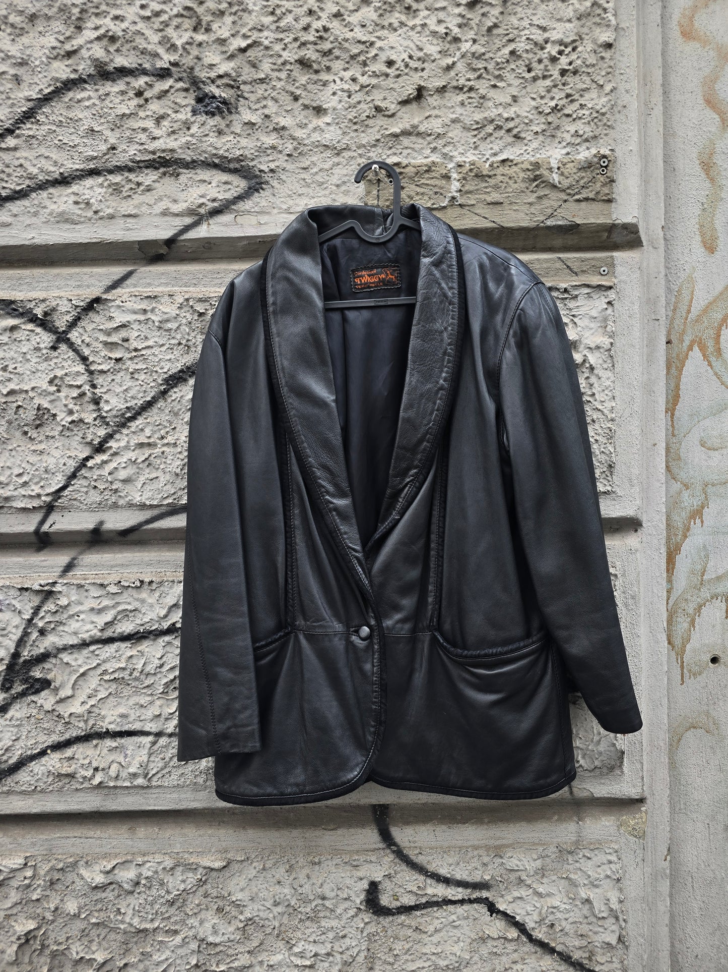 Giacca vintage in pelle modello blazer