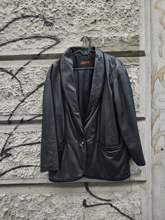 Giacca vintage in pelle modello blazer