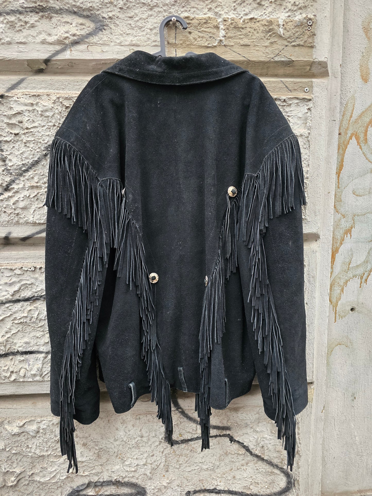 Giacca in pelle vintage frangiata