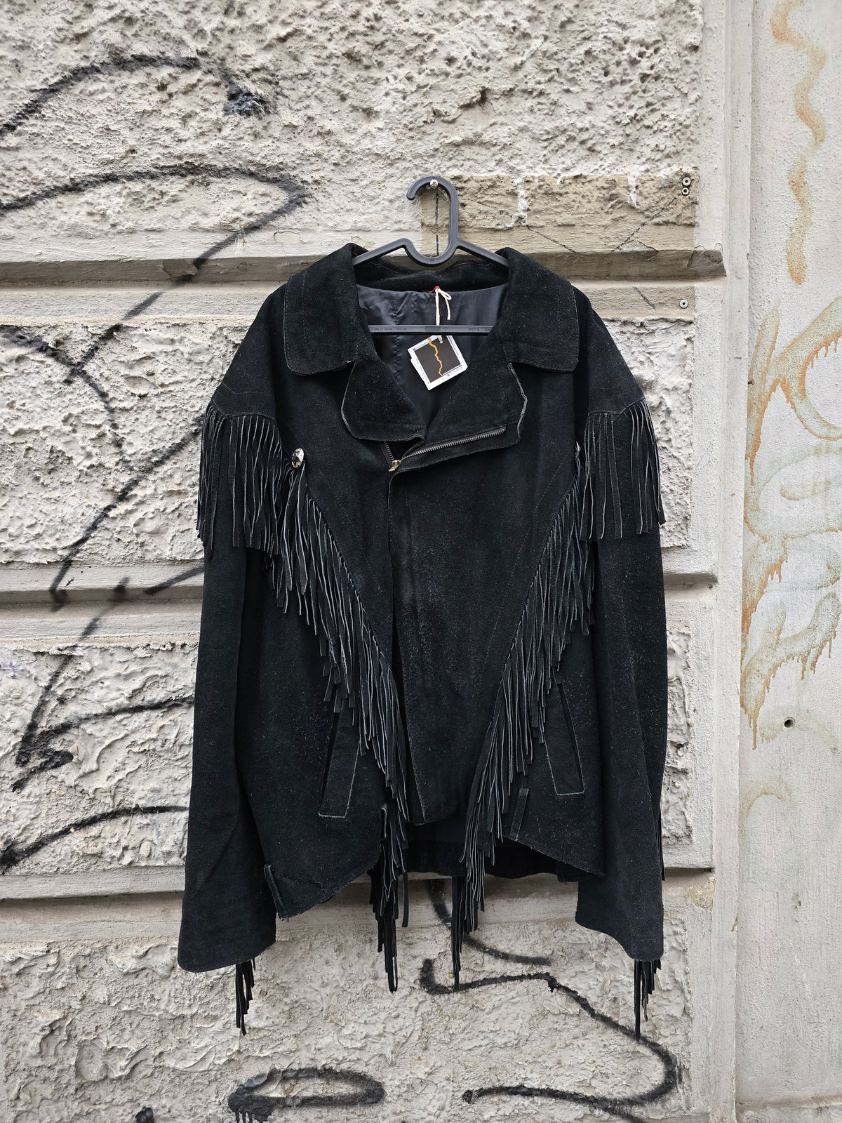 Giacca in pelle vintage frangiata