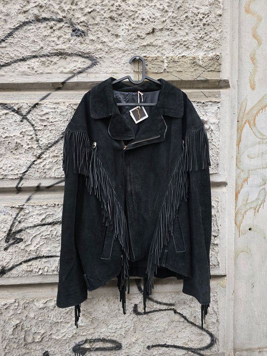 Giacca in pelle vintage frangiata