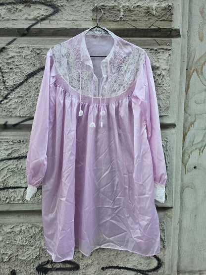 Camicia da notte in viscosa e pizzo