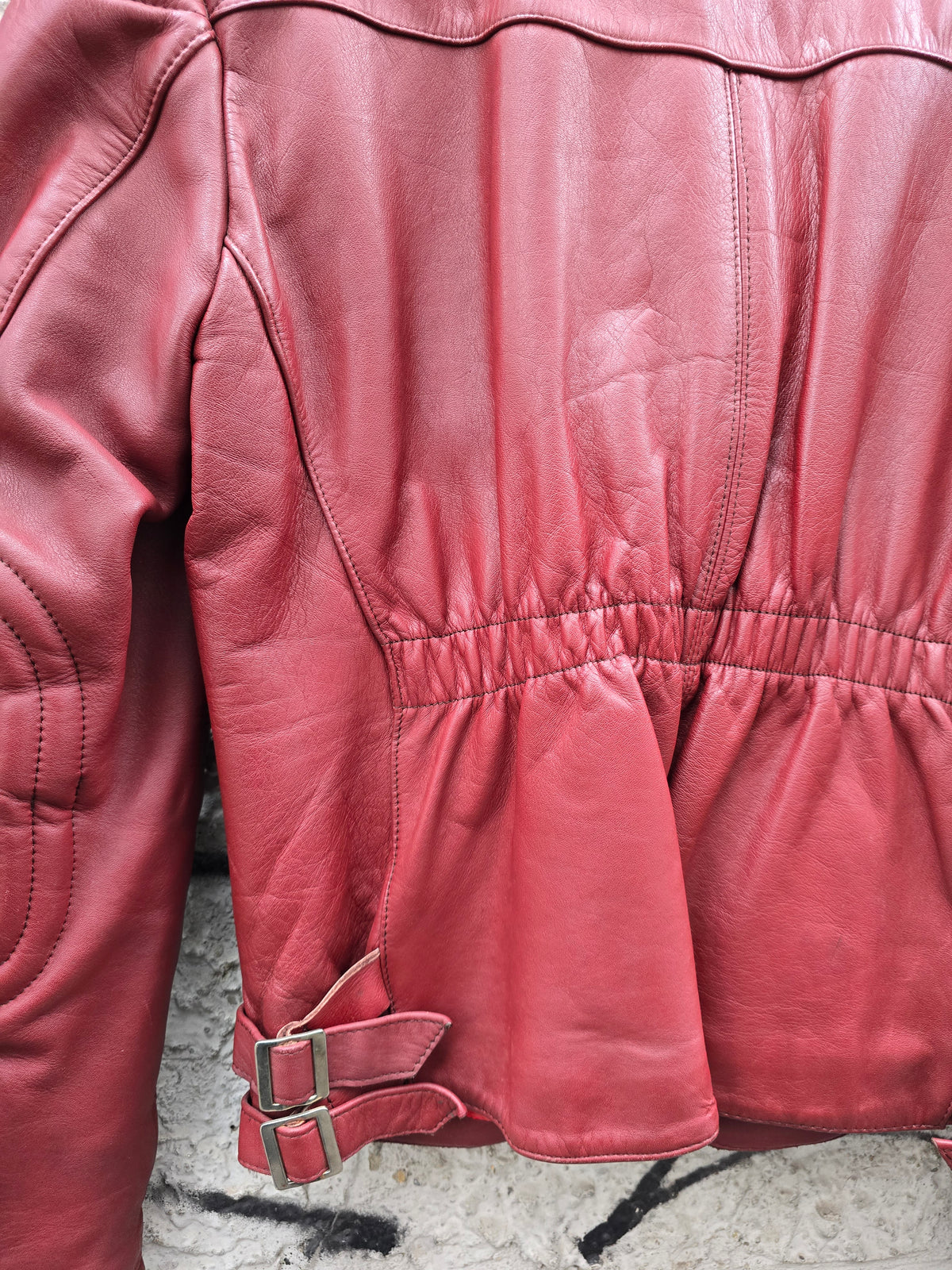 Chiodo vintage in pelle rossa