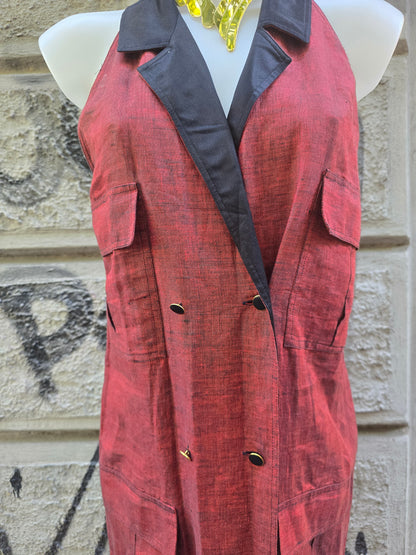 Abito chemisier vintage in puro lino