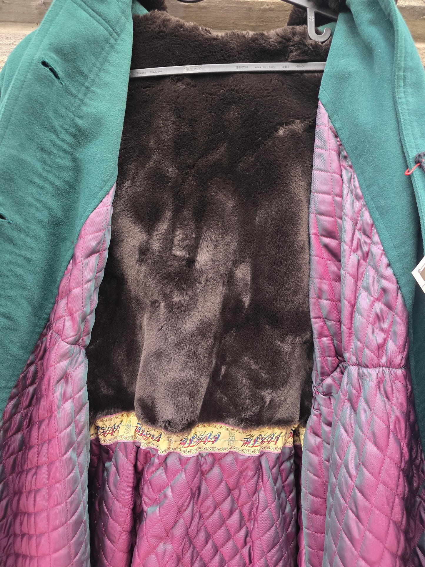 Giacca vintage in panno verde bottiglia