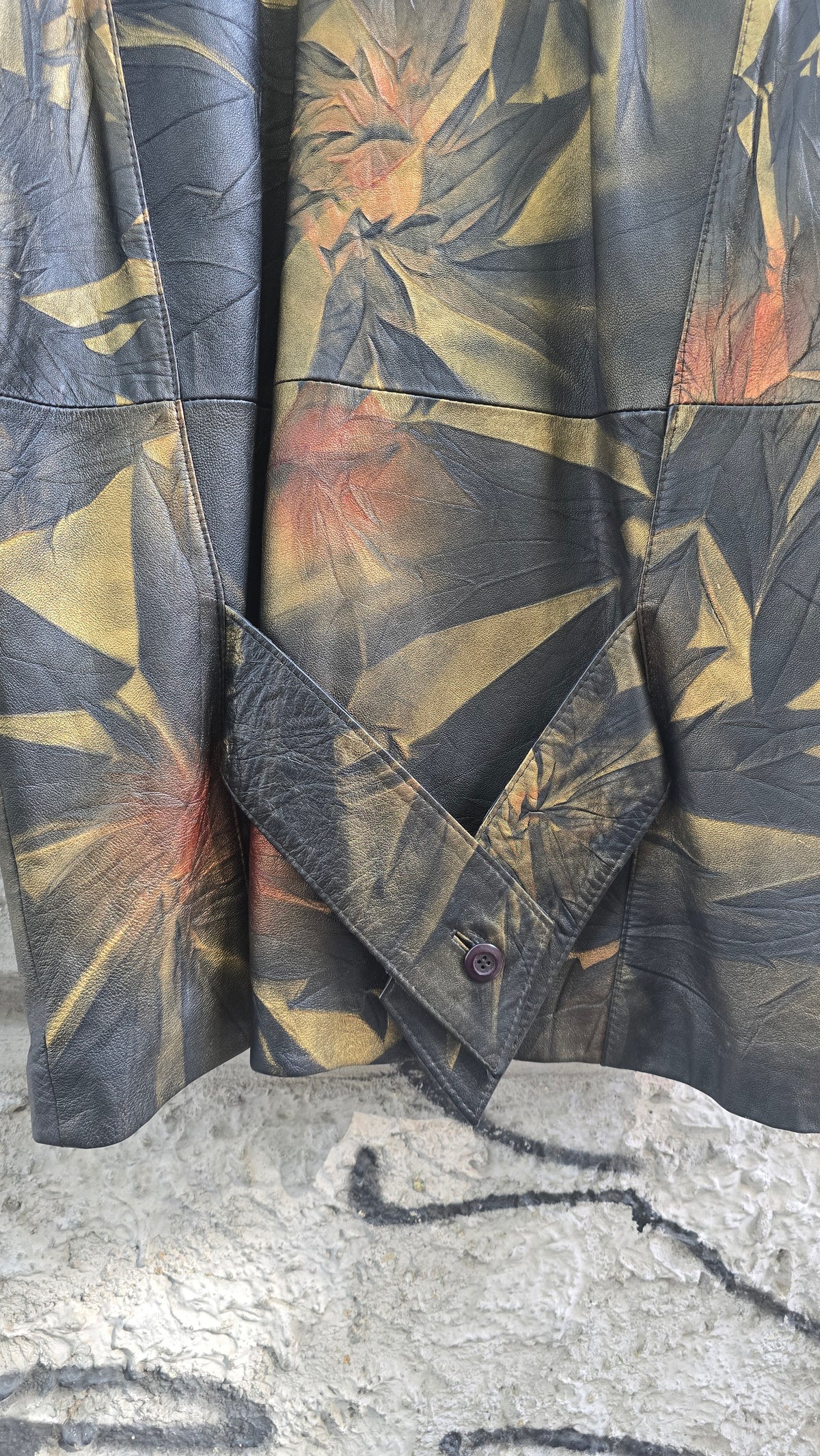 Giacca vintage in vera pelle tinta a mano