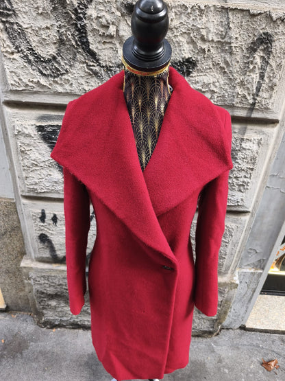 Cappotto donna rosso borgogna in lana vintage Intrend