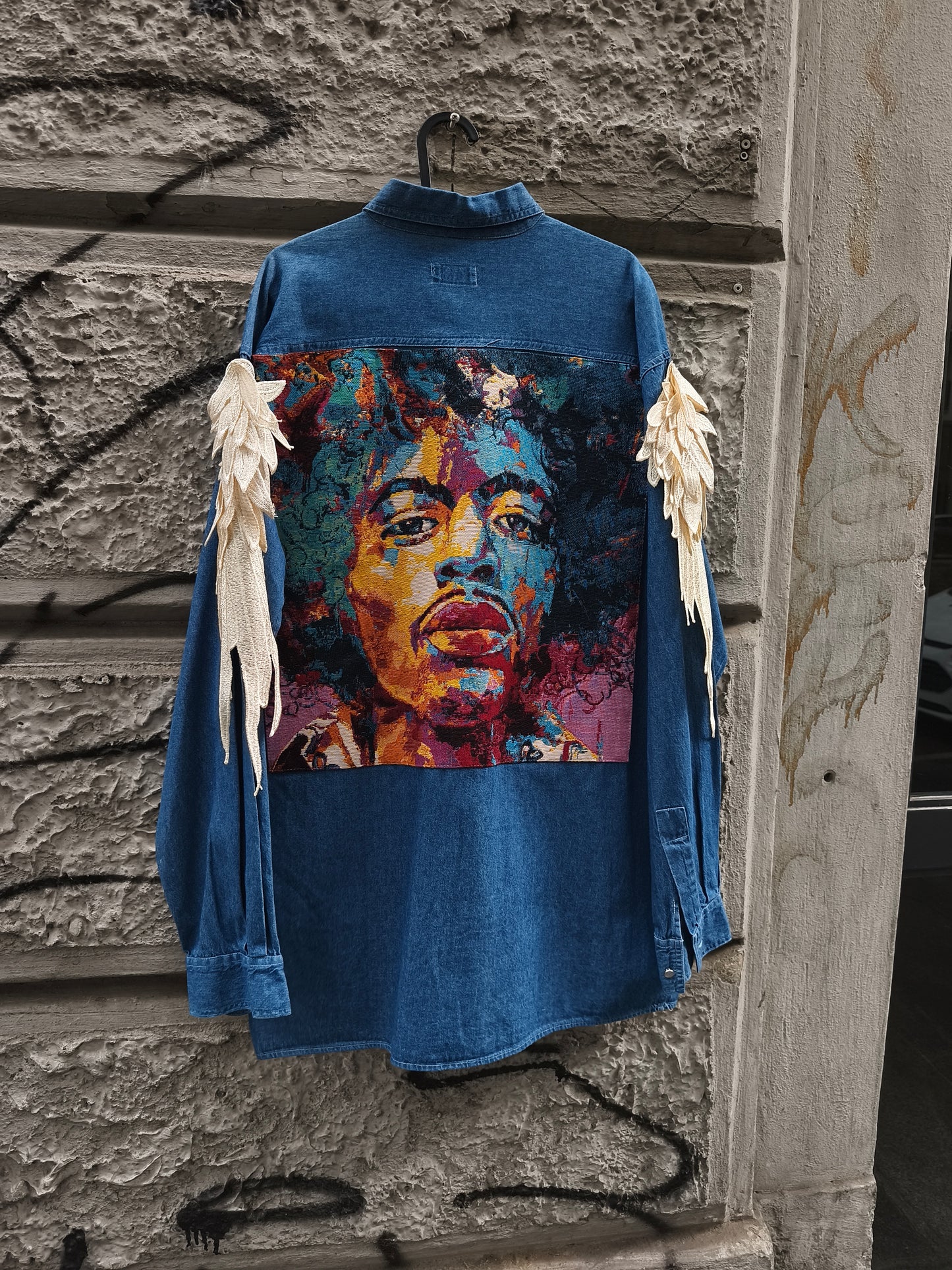 Camicia denim vintage Custom Jimi Hendrix con Ali by Sismica