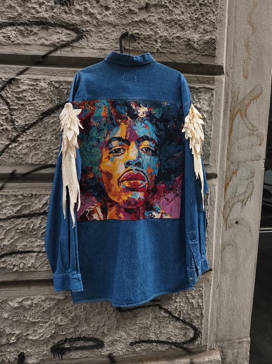 Camicia denim vintage Custom Jimi Hendrix con Ali by Sismica