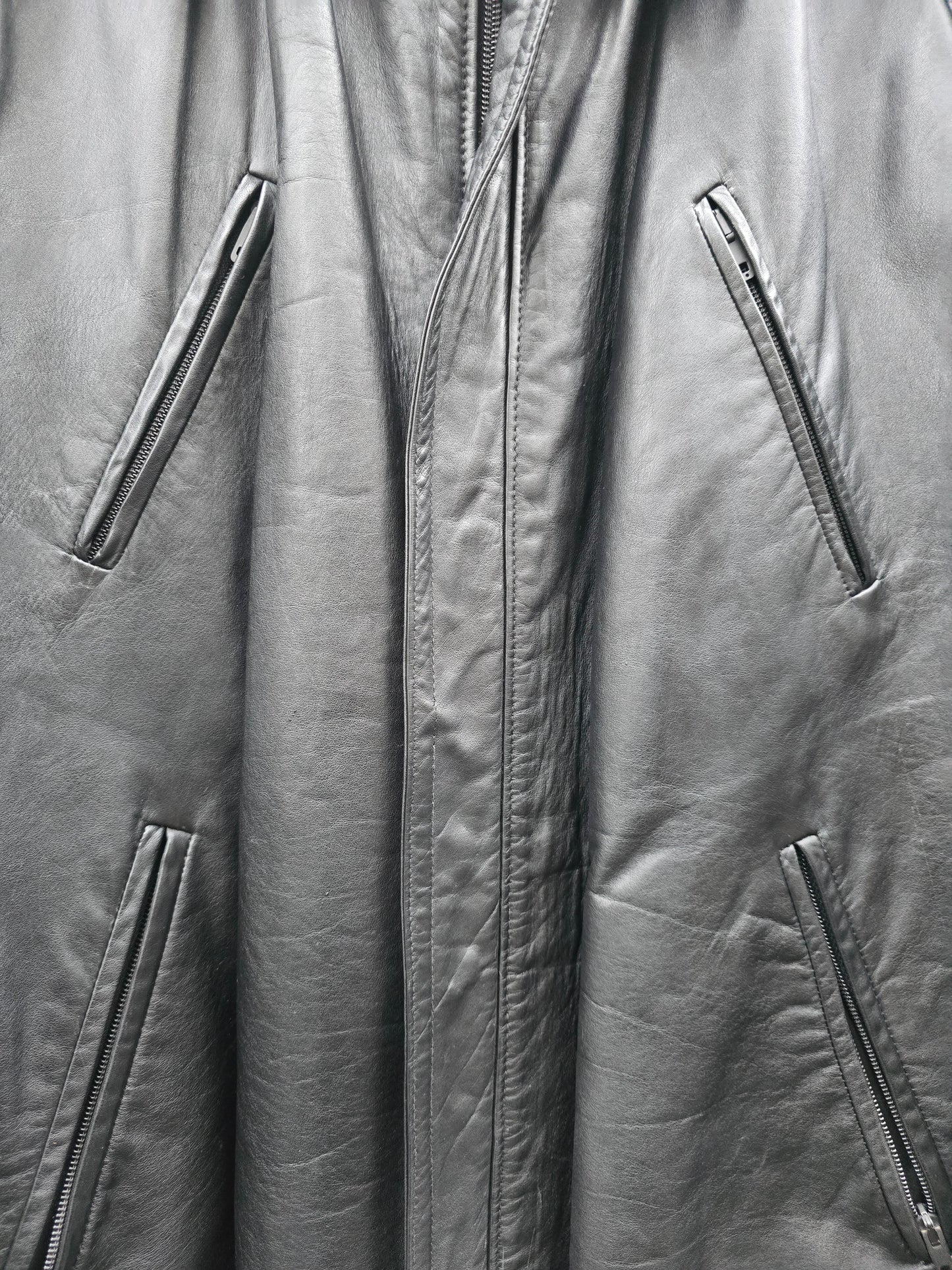 Bomber vintage anni 80 in vera pelle nera