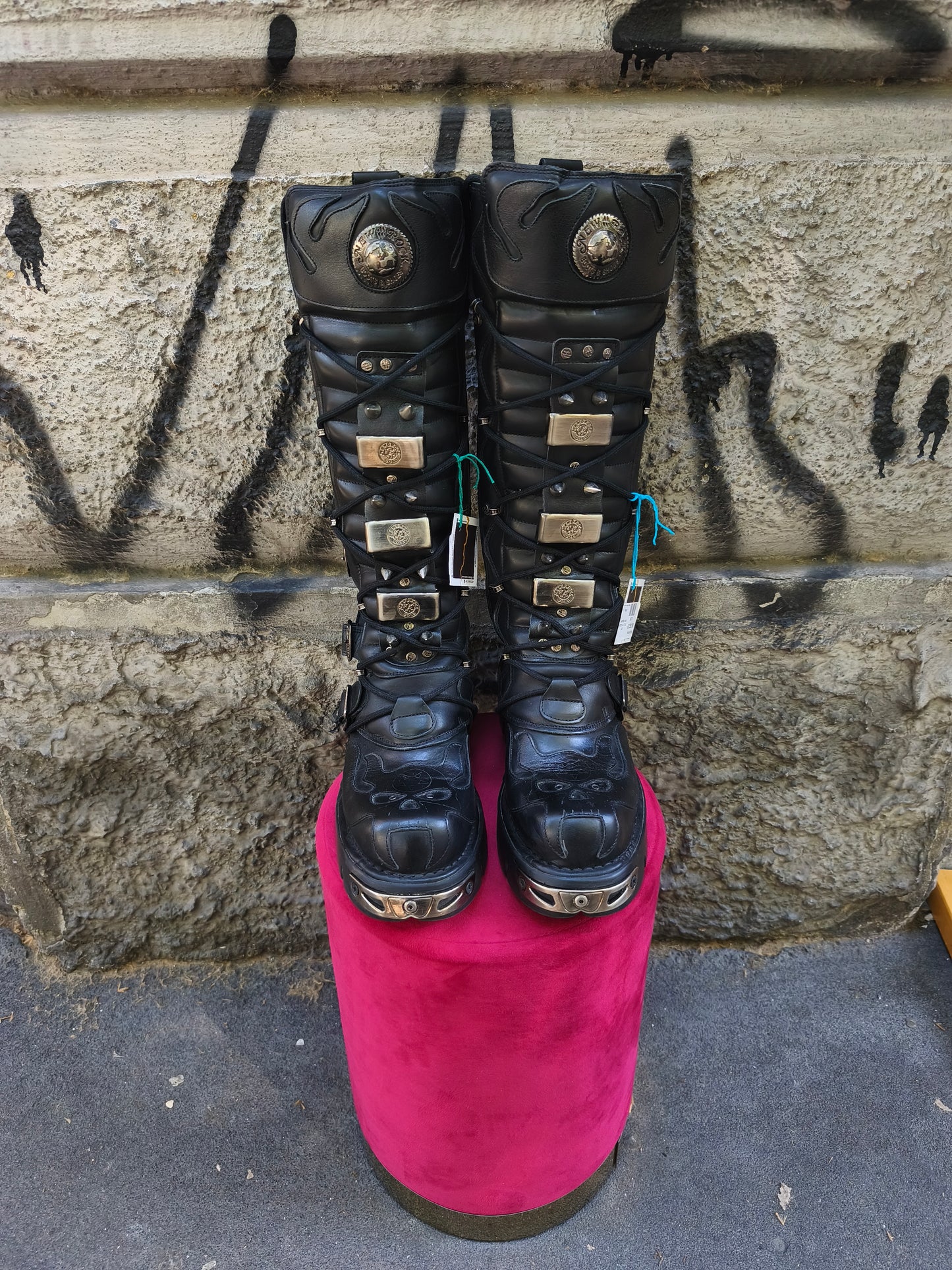 Stivale New Rock alto con borchie nero tg 43 modello M-161-S1