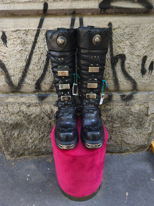 Stivale New Rock alto con borchie nero tg 43 modello M-161-S1