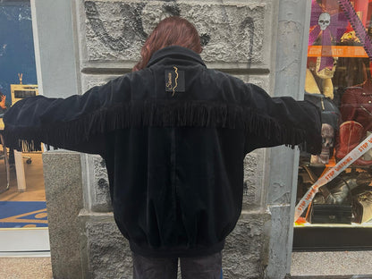 Bomber nero unisex vintage custom frange