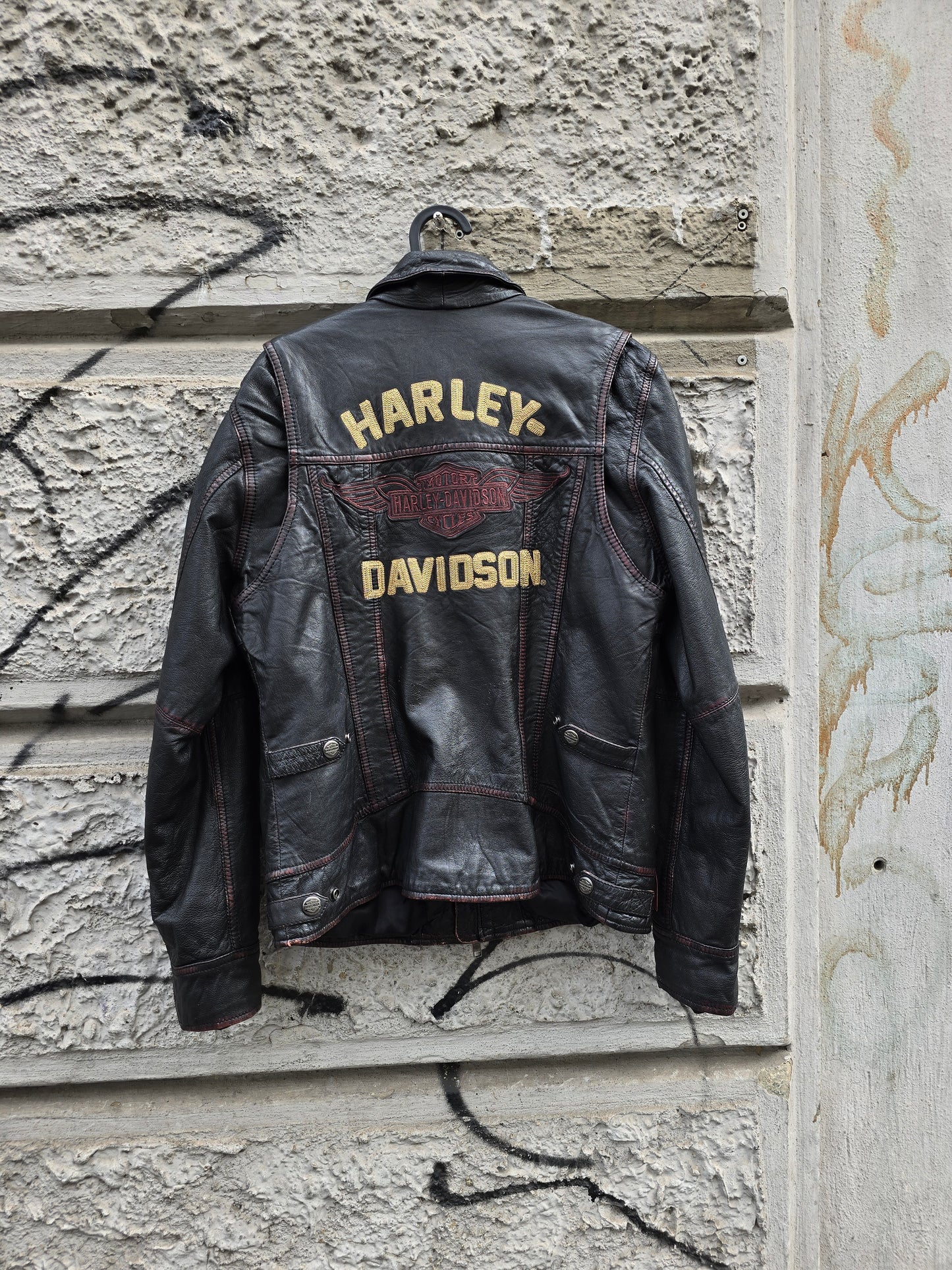 Giacca vintage in pelle Harley Davidson Riding Gear
