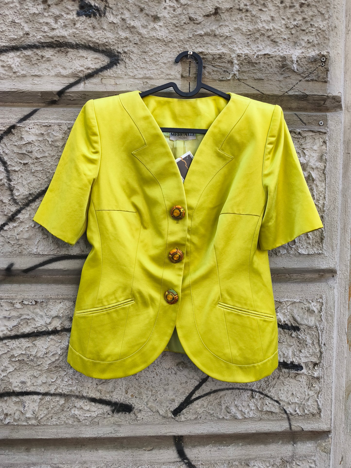 Giacca Blazer vintage gialla Mercalli in cotone