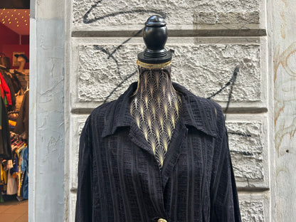 Camicia over vintage in velluto con bottoni gioiello