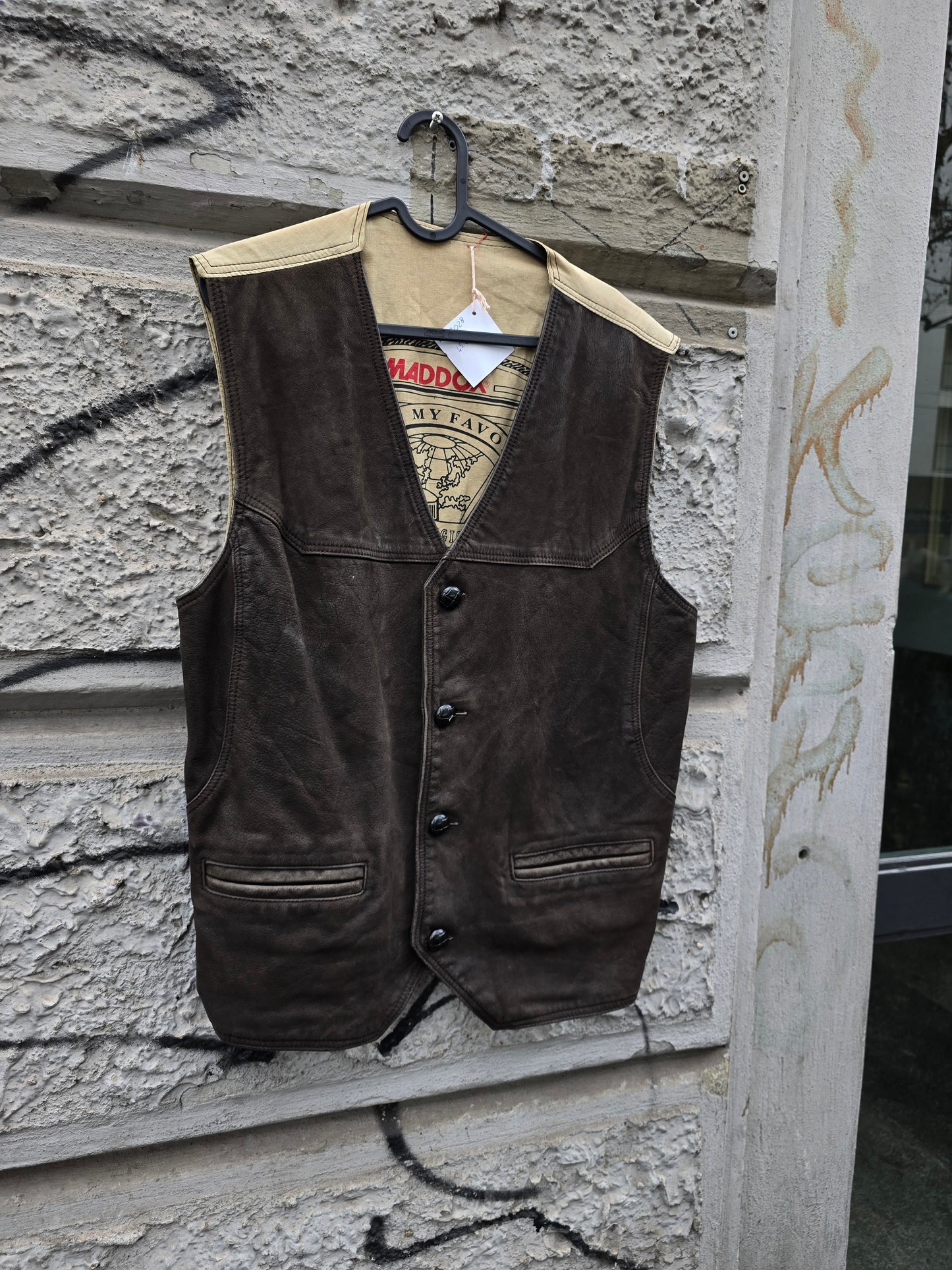 Gilet vintage in vera pelle Maddok