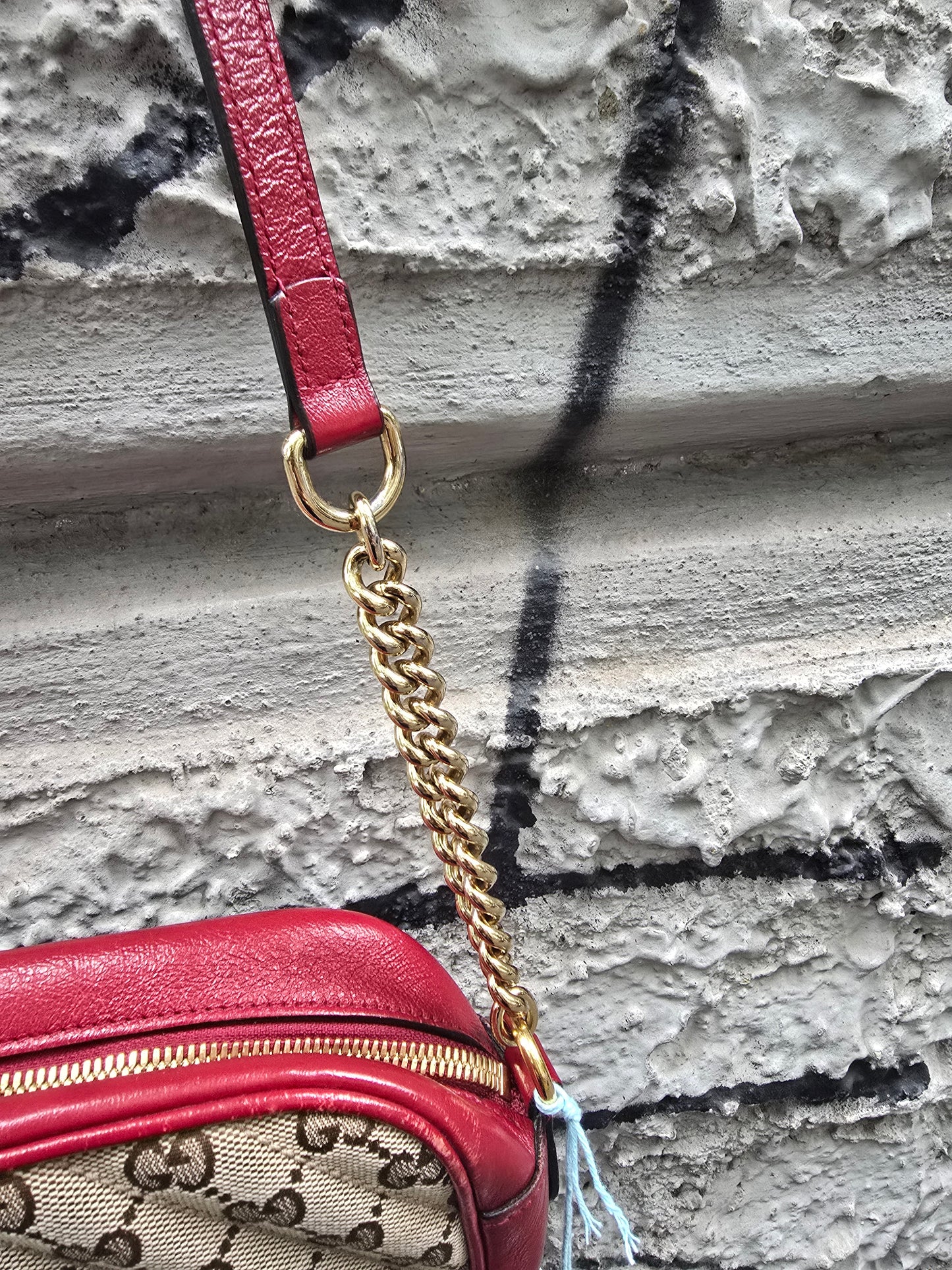 Borsa Gucci Marmont vintage rossa pelle e stoffa monogrammata