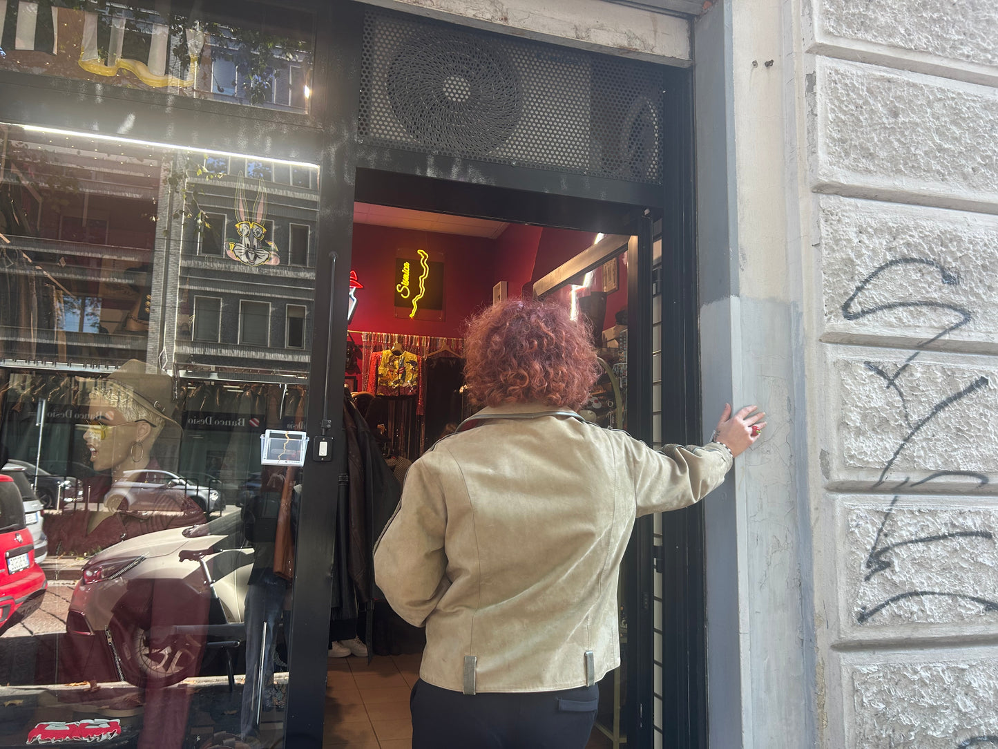 Giacca donna vintage in camoscio e velluto