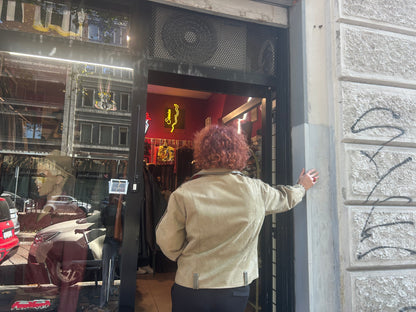 Giacca donna vintage in camoscio e velluto