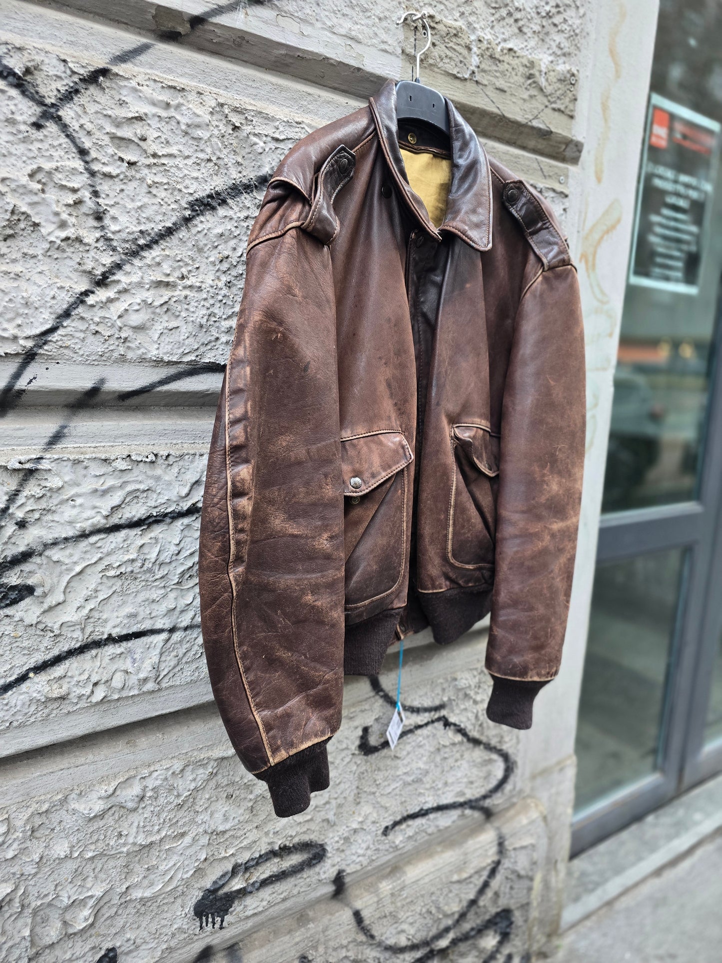 Schott vintage aviatore in vera pelle marrone