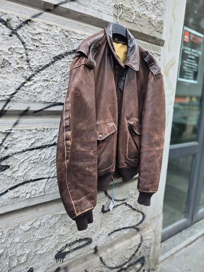 Schott vintage aviatore in vera pelle marrone