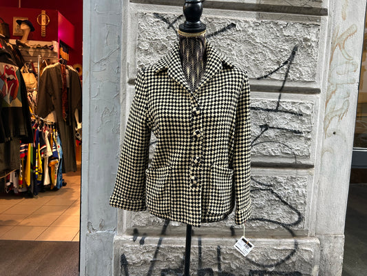 Blazer vintage in lana bianco e nero