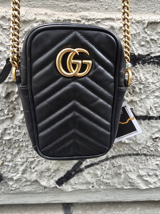 Borsa Gucci vintage Marmont mini nera in pelle