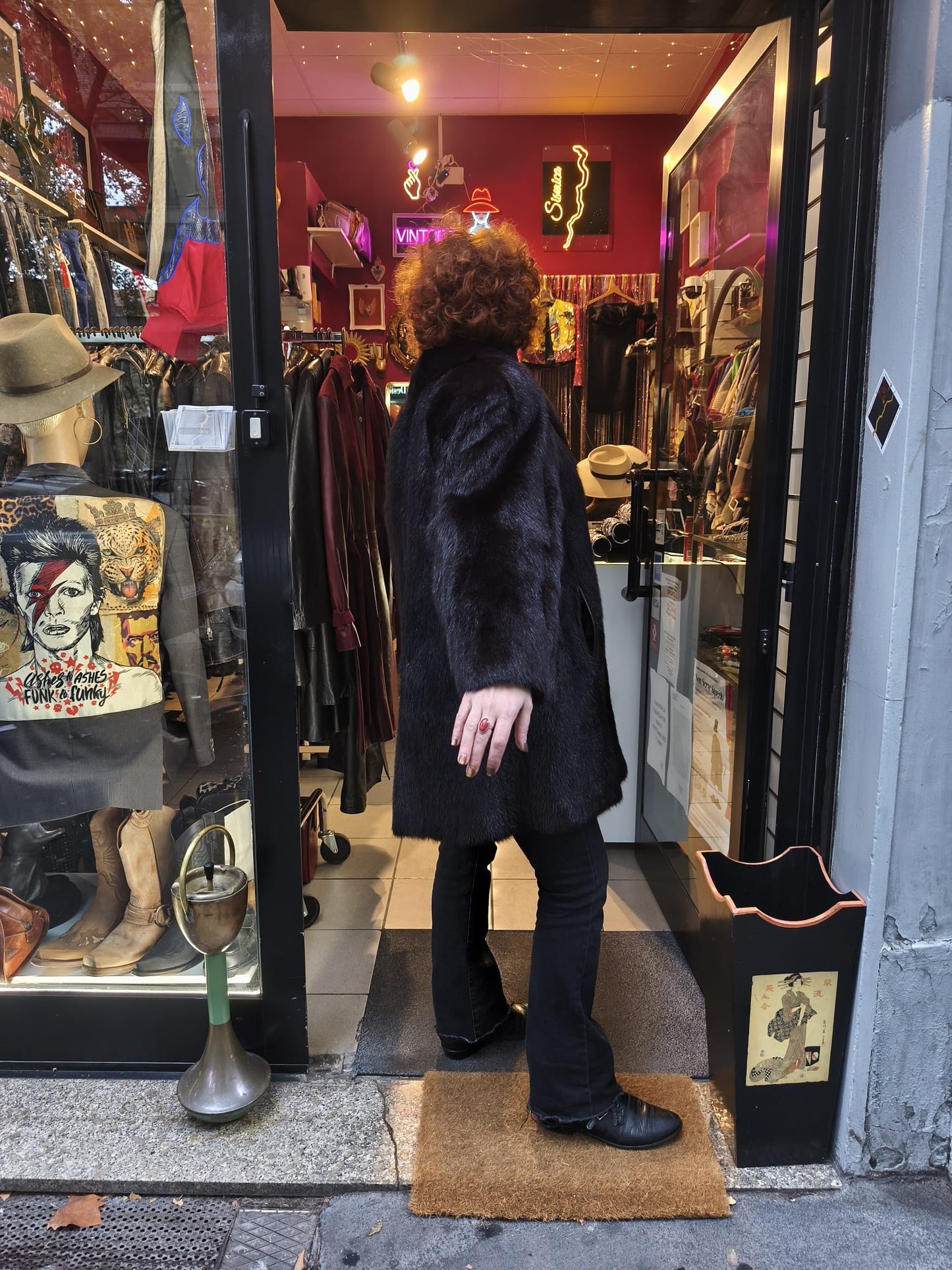 Pelliccia da donna vintage lunga in visone marrone