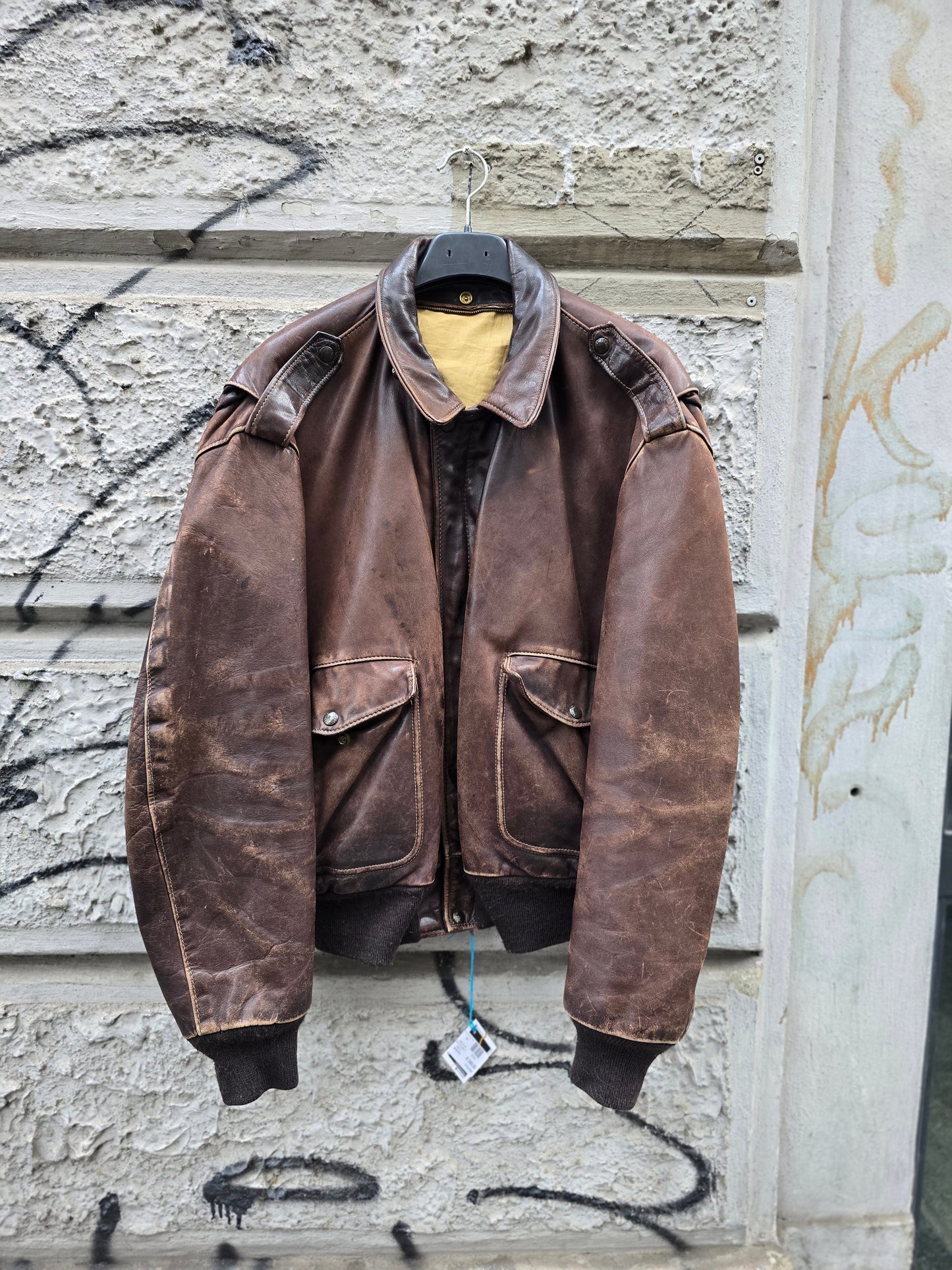 Schott vintage aviatore in vera pelle marrone