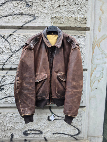 Schott vintage aviatore in vera pelle marrone