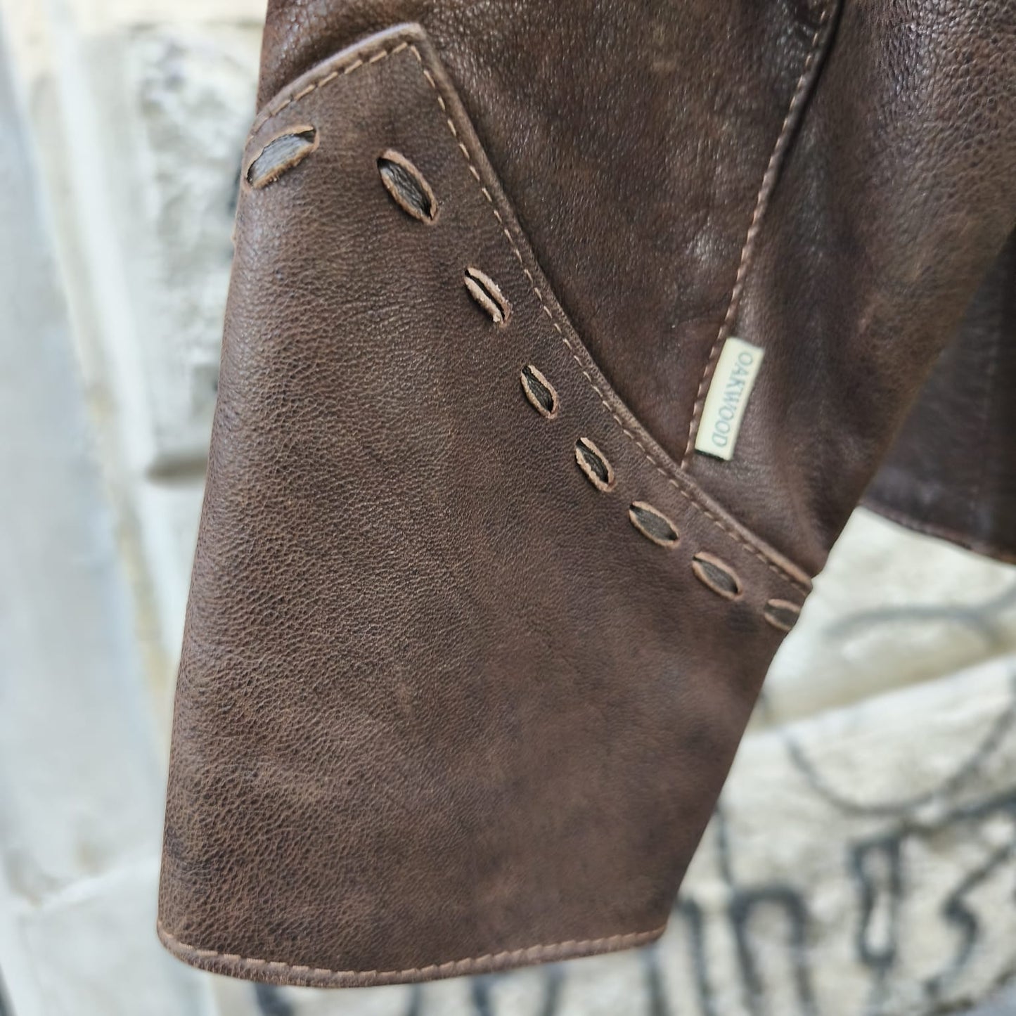 Giacca vintage in pelle marrone texana