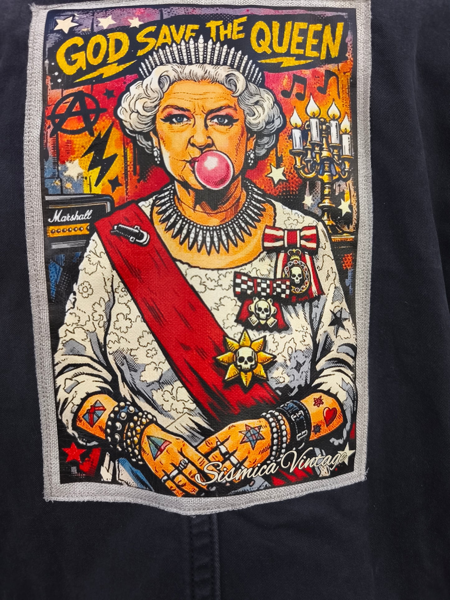 Giacca vintage custom Queen Elizabeth by Sismica vintage