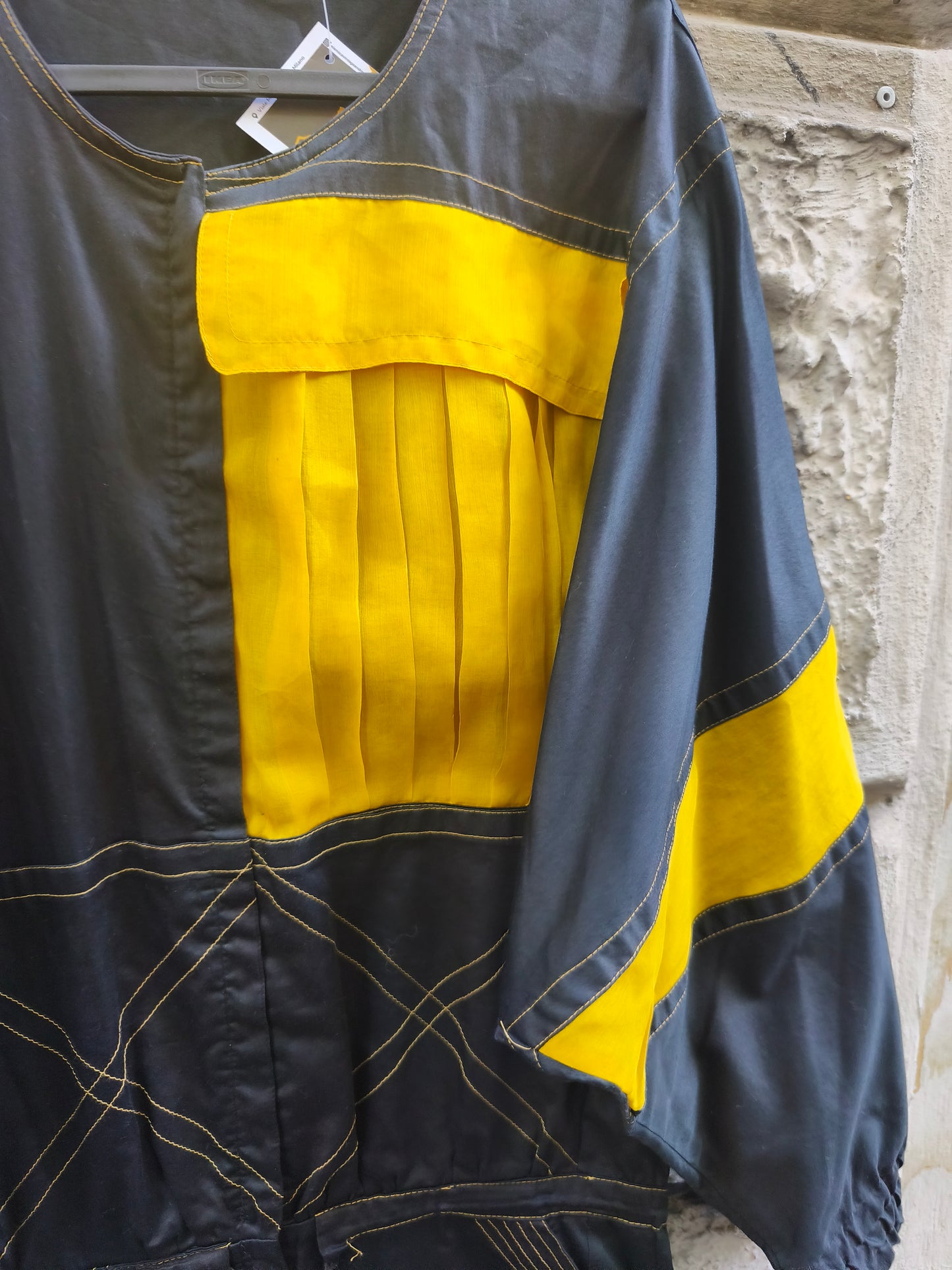 Abito vintage anni 80 maniche pipistrello cotone e seta